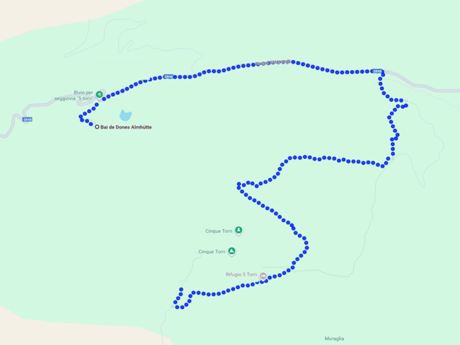 Secrets Mappa di un sentiero escursionistico intorno alle Cinque Torri nelle Dolomiti